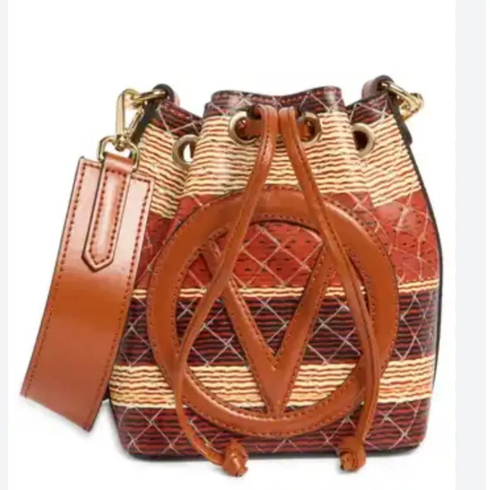 Valentino by Mario Valentino Bag Jules Tresse Drawstring Bucket Bag in Umber
